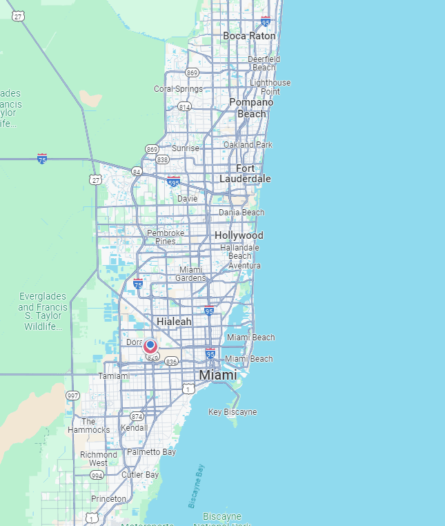 Map of our plumbing service area in Palmetto Bay